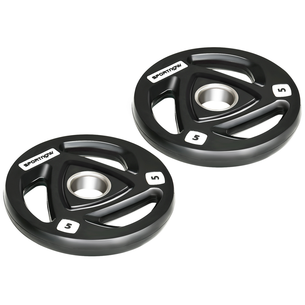 Olympic Weight Plates, Tri-Grip Barbell Weights Set with 2'' Holes, 2 x 5kg